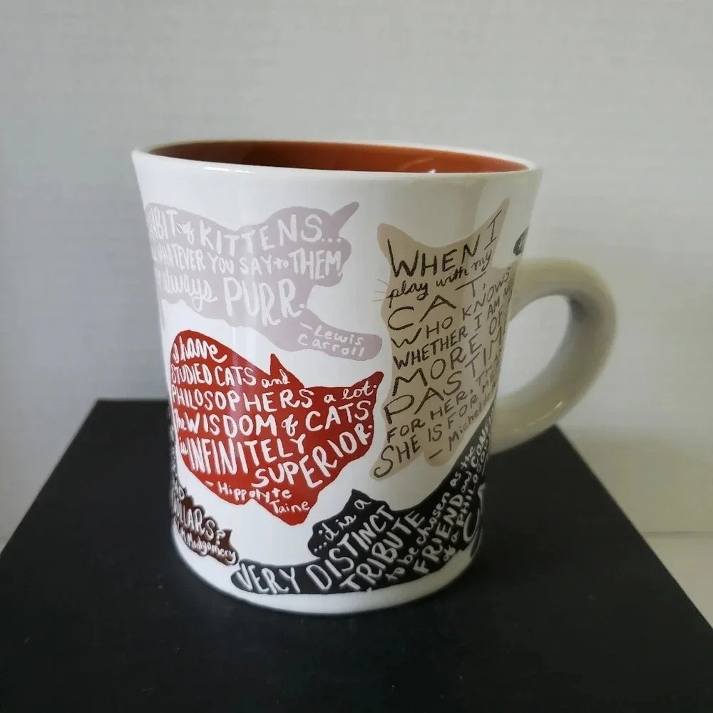 The Literary Cat Mug 2019,Kitten Quotes Orange/White  Cup.